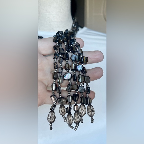 Abalone shell necklace, 3 strand alone or with tassel pendant- jewelry - Picture 7 of 16